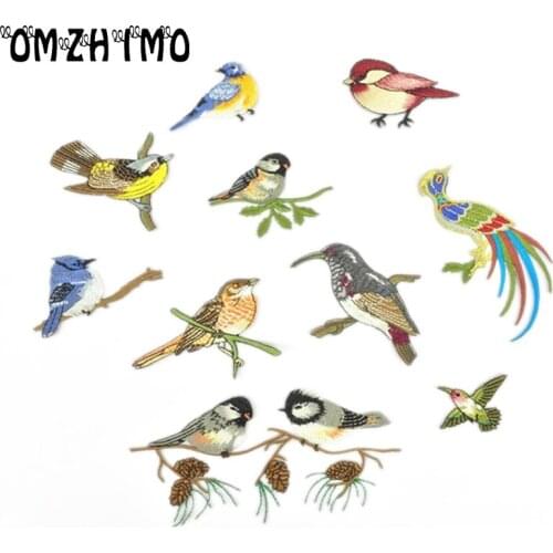1PCs Bird Patches Stripes Clothing Embroidered Iron-On Applications Patches Applique Stickers For Clothes Badges