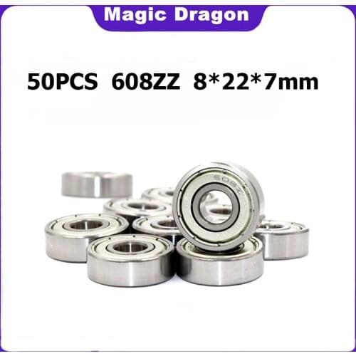 10 Pieces 608 ZZ Double Shielded Miniature High-carbon Steel Single Row Deep Groove Ball Bearing 8x22x7 MM