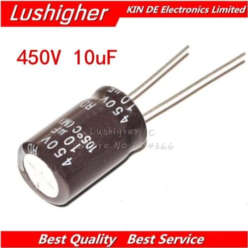 10PCS 450V10UF 13*21mm 10UF 450V 13x21 mm Aluminum Electrolytic Capacitor DIP
