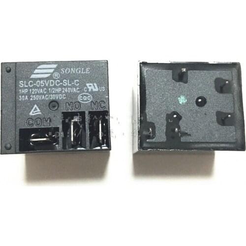 10PCS/lot Power relays SLC-05VDC-SL-C 5v 30A T91 HF2100 A set of conversions 5PIN Black Electrical PCB Relay