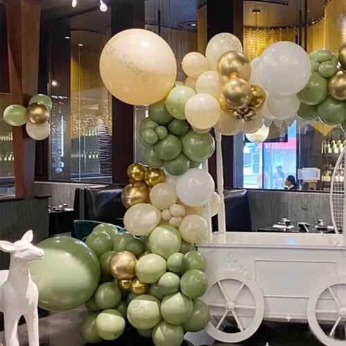 138pcs Dusty Green Balloons Garland Arch Kit Valentines Day Birthday Decoration Cream Peach Arch Ballon Childrens Day Decor