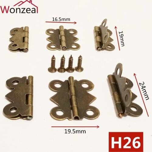 20pcs Antique Furniture hinge metal printing small wooden gift box hinge 4 small holes box hinge 24x19mm/ 19x16mm