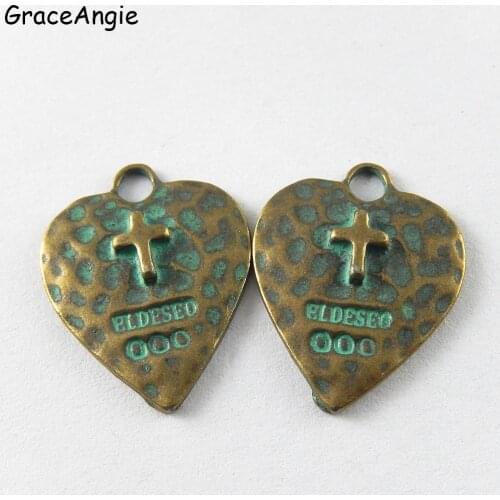20pcs Alloy Verdigris Patina Plated Love Heart Vintage Charms Accessories For DIY Jewelry Making Bracelet Necklace Earrings