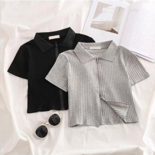 2021 hot sale girls knitted t-shirt summer cotton solid colors fashion girls top 3-8t B315