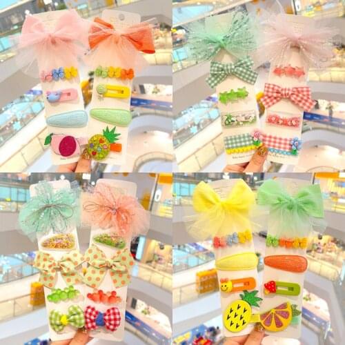 5 Pcs/Set Children Cute Cartoon Flower Bow Ornament Hair Clips Baby Girls Lovely Sweet Gift Fruit Hairpins Kids Hair Accessories