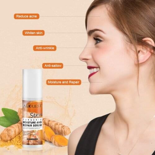 50ml Facial Serum Organic Turmeric Anti-Wrinkle Face Essence Anti-Aging Whitening Brightening Moisturizing Collagen Skin Care