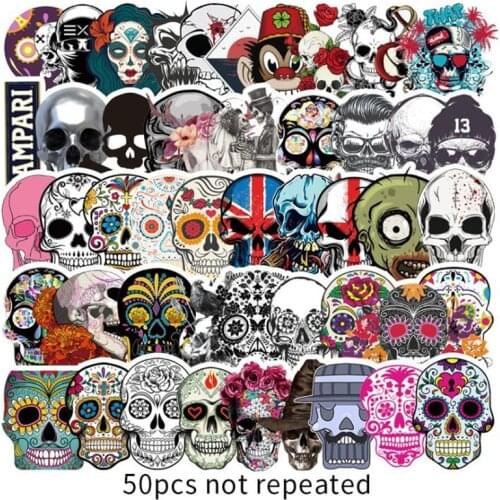 50 PCS Horrible Style Skulls Graffiti Stickers Waterproof PVC For Car Helmet Motorcycle Bike Laptop Guitar Classic Car Sticker