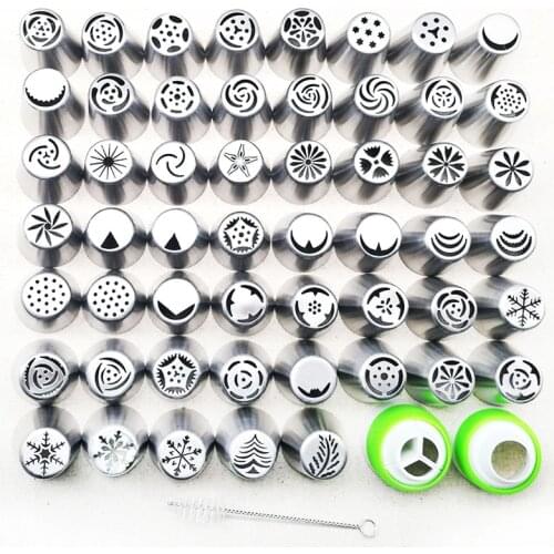 56PCS Cake Nozzle Stainless Steel Icing Piping Tips Russian Nozzles Cream Pastry Tips Fondant Cake Decorating Tools Cakes Mold