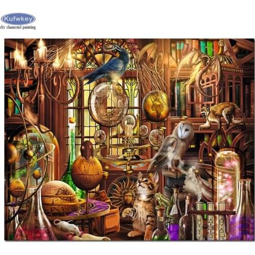 5D DIY Diamond Painting Fantasy study Lab patterns bead Embroidery owl cat rat Handcraft Art Kits painting home decoration