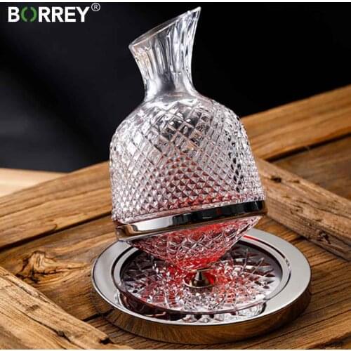 BORREY 1.5L Creative Crystal Red Wine Decanter Gyro Spin Superior Automatic Gyroscope Brandy Wine DECANT ER Separator Bottle Bar