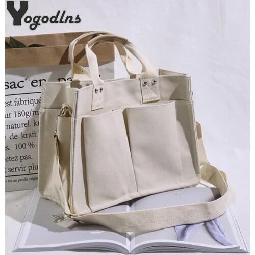 Brands Canvas Tote Female Handbags Casual Crossbody Bags for Women Simple Designer Canvas Shoulder Bag Small Large Capacity Tote