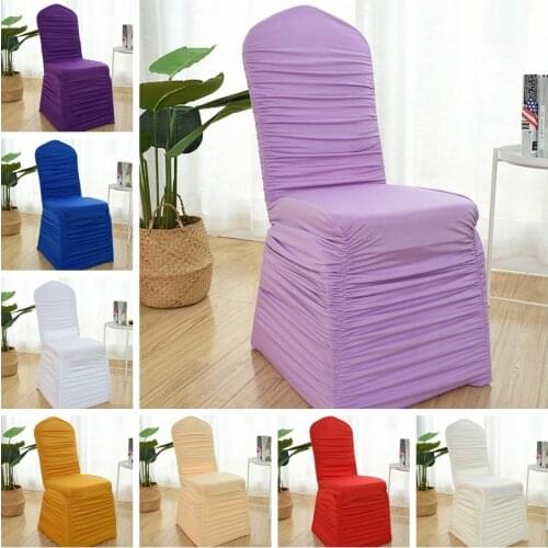 23 Colours Wedding Spandex Chair Cover Ruffled Universal Lycra Chair Cover Pleated Ruched Party Banquet Hotel Decoration
