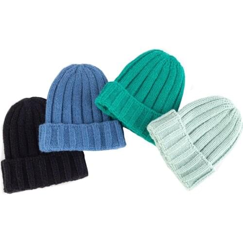 Kids Autumn Winter Fashion New Warm Beanies Child Simple Multi-Color Knitted Caps Baby Boy Girl Solid Color Thick Hat 0-3 Years