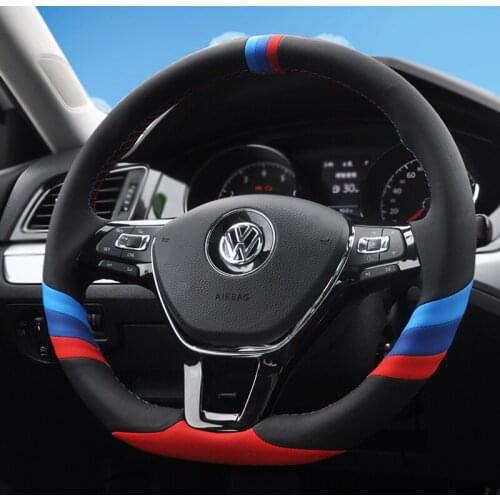 For Volkswagen Lavida Tiguan L Sagitar Lamando Tayron Bora Tharu T-ROC DIY Custom leather special car steering wheel cover
