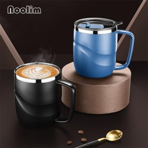 European 304 Stainless Steel Coffee Mug with Lid Office Teacups Simple Insulated Drinking Water Cup Vacuum Flask Drinkware 400ML