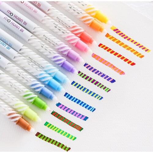 Hot 12pcs Magic color drawing pen set Discolored highlighter marker spot Liner pens Scrapbooking art supplies Stationery School