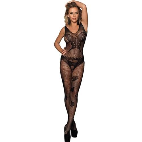 Backless Butterfly Novelty Sheer Body Stockings Open Crotch Charming Lingerie Bodysuit Sexy V-neck Tenue Erotique Femme HW3247