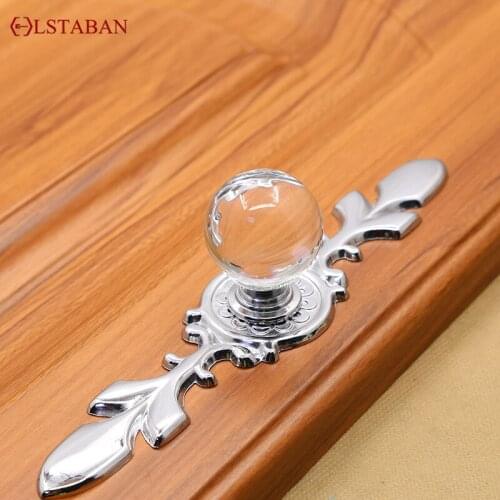 LSTABAN Modern Minimalist Drawer Cupboard Wine Cabinet Wardrobe Door K9 Transparent Glass Spherical Single Hole Crystal Handle