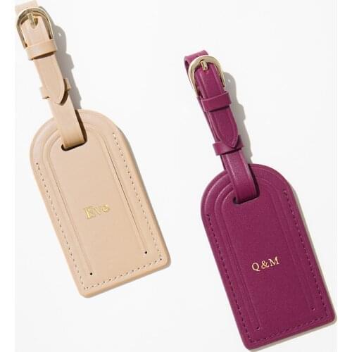 Mini trumpet Genuine Leather Luggage Tag Travel suitcase etiquette bagage accesorios viaje Customization LOGO Monogram Name Bag