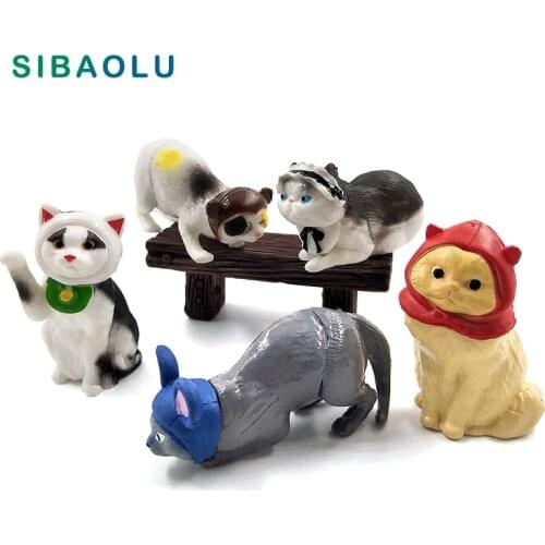 Cute mini Cat Figurine Kitten Animal model home decor miniature fairy Crafts garden decoration accessories Cartoon statue figure