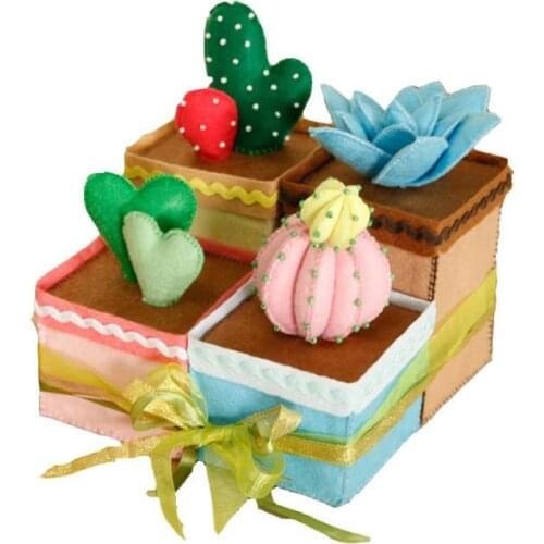 4pcs cactus plants cartoon animal set wool needlepoint kit wool felt needle felting decoration craft needlecraft DIY handmade