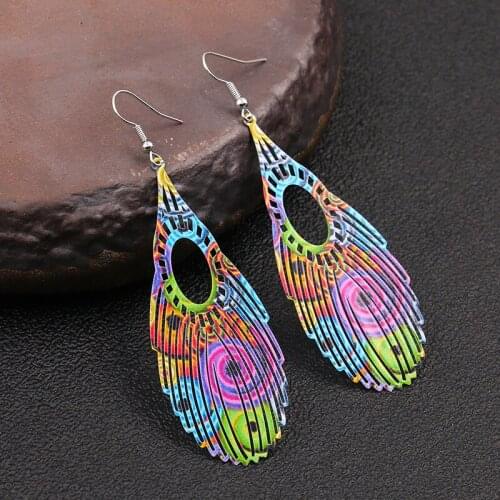 New korean earrings Colorful Leaf Earrings Tassel Long Earrings for Women Pendant Gold Jewelry Pendientes Mujer Moda