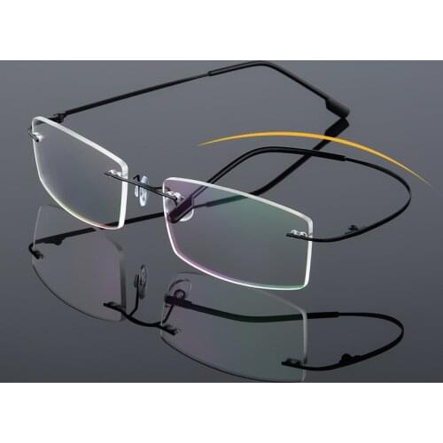 Vazrobe Women Men Spectacle Frame Rimless Eye Glasses Frames for Woman Square Transparent Ultra-light Prescription Clear Lens