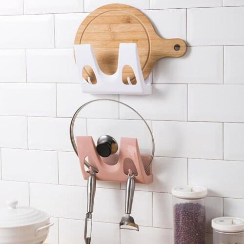 Pot Lid Rack Plastic Pan Pot Cover Drain Rack Storage Shelf Space Saving Spoon Rests Pot Clips Wall Mounted Hanging Lid Holder