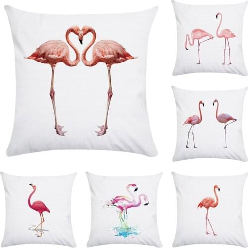 Bird Cushion Cover Flamingo Design Pillow Case for Sofa Bed Cotton Polyester 45cmx45cm Capa De Almofada Decoration Pillow CR048