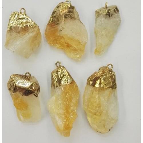Wholesale Natural yellow quartz stone pendants Irregular shape pendants charms pendants Wholesale 6pcs/lot free shipping