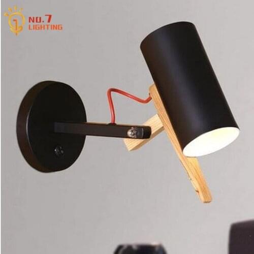 Postmodern Simple Solid Wood Adjustable Swing Arm Wall Lamp Designer Wall Sconces Living Room Bedroom Bedside Study Corridor