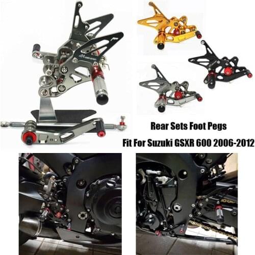 For Suzuki GSXR 600 2006-2010 07 08 09 CNC Adjustable Footrest Foot Pegs Pedal Mount Bracket Sets Footpeg Rider Rear Rearset
