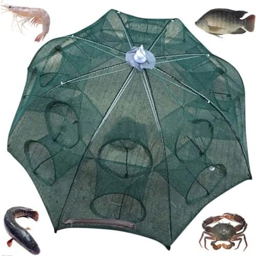 Folded Portable Hexagon 4/6/8/10 Hole Automatic Fishing Shrimp Trap Fishing Net Fish Shrimp Min now Crab Baits Cast Mesh Trap
