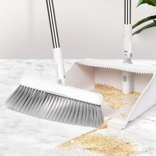 Folding Broom & Dustpan Set Upright Windproof Broom Suit Household Dustless Dustpan Set Floor Cleaning Brush Soft Comb Teeth