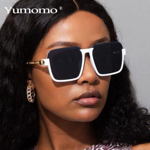 Classic Vintage White Sunglasses Women Fashion Design Oversized Square Metal Frame Retro Black Luxury Sun Glasses Goggle Oculos