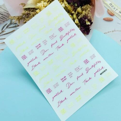 DIY Japanese Style Thin Light Traceless Nail Stickers New Design Black& white Colored English Words Dry Nail Decals Manicure