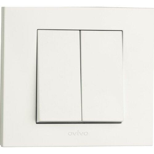 Light Switch-4 Pcs-Commutator-White Color-Mechanism + Frame-Ovivo Brand