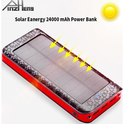 PINZHENG 24000mAh Power Bank For iPhone Xiaomi Samsung Powerbank External Spare Battery External Batteries Portable Charger LED