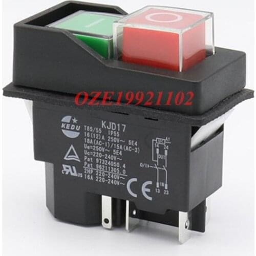 1PC AC250V 16A Waterproof Electromagnetic Push Button switch 4/5Pin 50 / 60Hz Under-voltage protection Starter Safety Switch