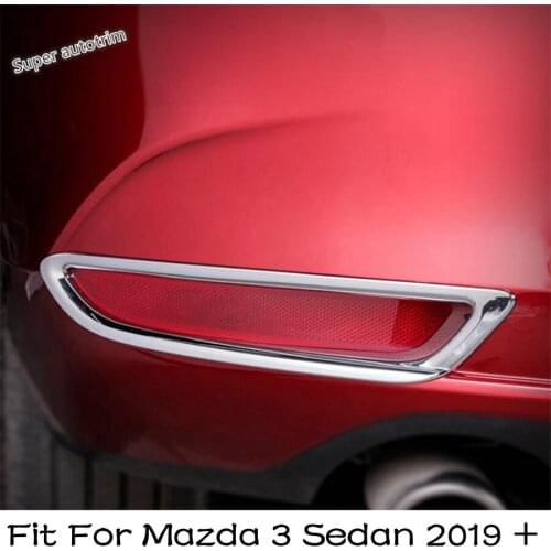 Lapetus Rear Fog Lights Foglight Lamp Frame Cover Trim Fit For Mazda 3 Sedan 2019 2020 ABS Carbon Fiber / Accessories Exterior