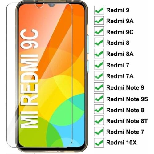 Protective Glass For Xiaomi Redmi 9 9A 9C 8 8A 7 7A 10X Tempered Screen Protector Redmi Note 7 8 8T 9S 9 Pro Max Glass Film