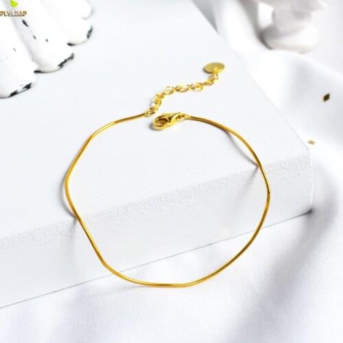Gold Real 925 Sterling Silver Bracelets For Women Snake Bone Slim Chain Fashion Fine Jewelry Bracelets & Bangles Flyleaf