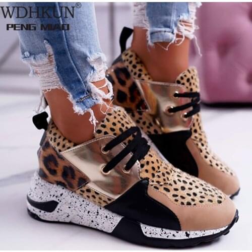 2021 Summer Hot Lady Shoes Women Sneakers Leopard Mesh Breath Women Running Female Shoes Outdoor Flat Platform Zapatos Mujer