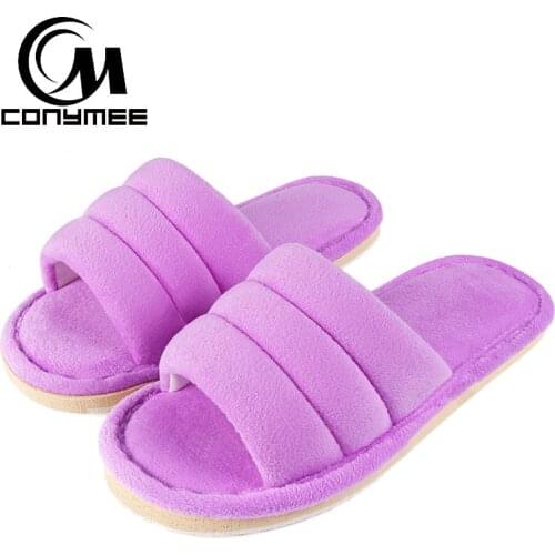 Winter 2019 Home Indoor Flats Shoes Woman Fur Slippers Sandals Soft Plush Female Warm Cotton Shoes Lady Fluffy Bedroom Slippers