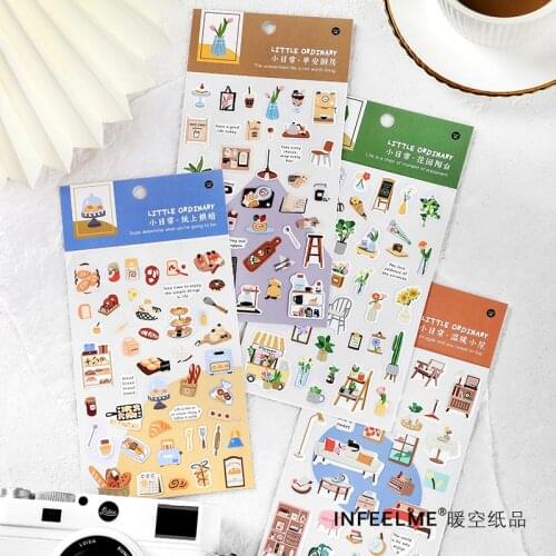1 Sheets Cute Daily Life Paper Sticker Diy Decorative Diary Journal Scrapbooking Planner Stickers Aesthetic Kawaii Stationery