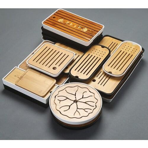 1PC Bamboo Tea Tray Drainage Water Storage Kung Fu Tea Set Room Board Table Chinese Tea Cup Ceremony Tools Tea Set MF 027