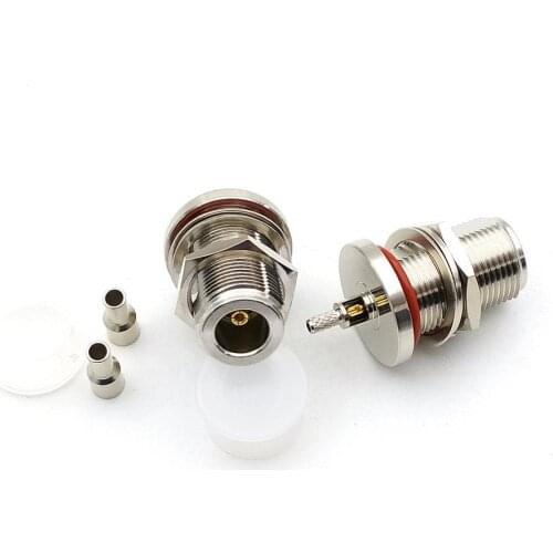100pcs brass N jack female with nut bulkhead crimp FOR RG174 RG316 RF connectors