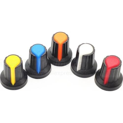 10pcs White Red Yellow Blue Orange WH148 AG2 15*17mm Potentiometer Knob Caps Plastic For 6mm Shaft Hole Plastic Volume Control