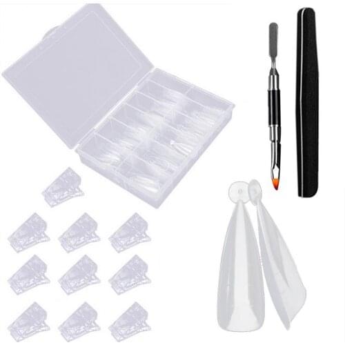120Pcs/Set Holder-Free Nail Mold Tip Graduated Ultra Thin Poly Nail Gel Quick Building Dual Form Mold Tips for Manicure