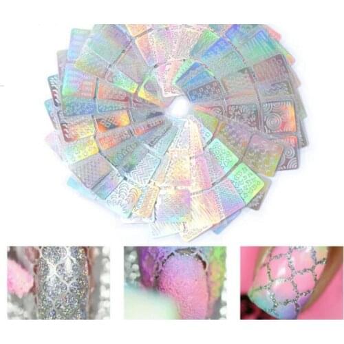 240set/lot Mix Styles DIY Eco-Friendly Material Nail Stickers 6.9x8.8cm Hollow Out Laser Nail Art Supplies HA1837